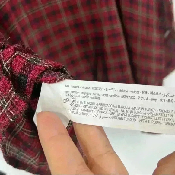 Zara Woman Plaid Red/Black Swing Top Size Small - Picture 9 of 10